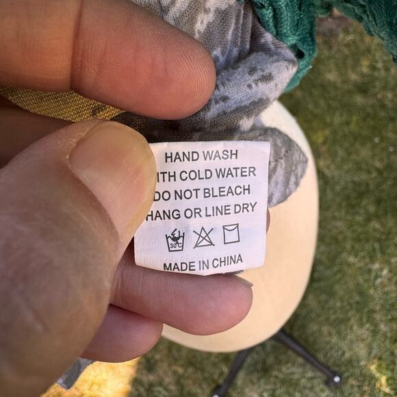 Southern Grace Happy Camper Lace Sleeved Shirt Teal Green/Gray Burnout Large - Picture 9 of 13